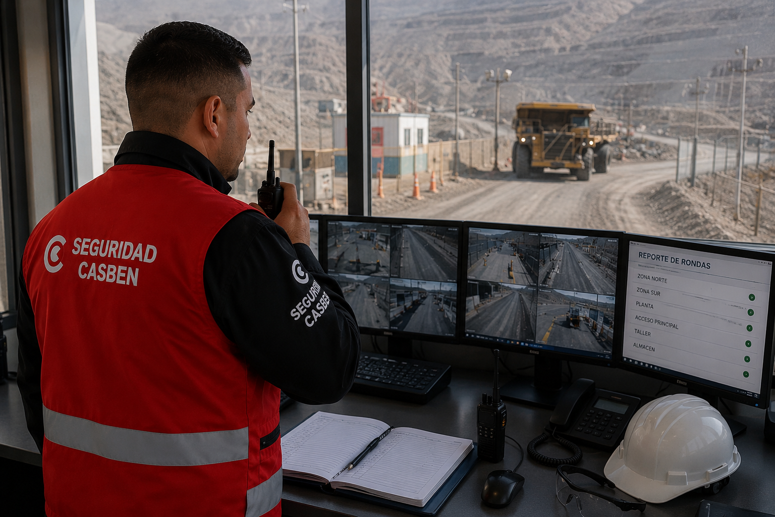 Guardia de seguridad minera en control vehicular